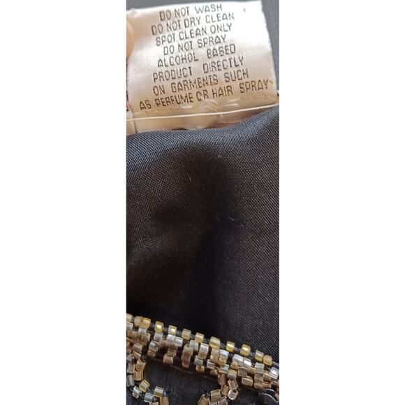Vintage Stenay Black & Gold Silk Beaded Blazer Jacket | Women's Size Large Glam - Picture 9 of 9